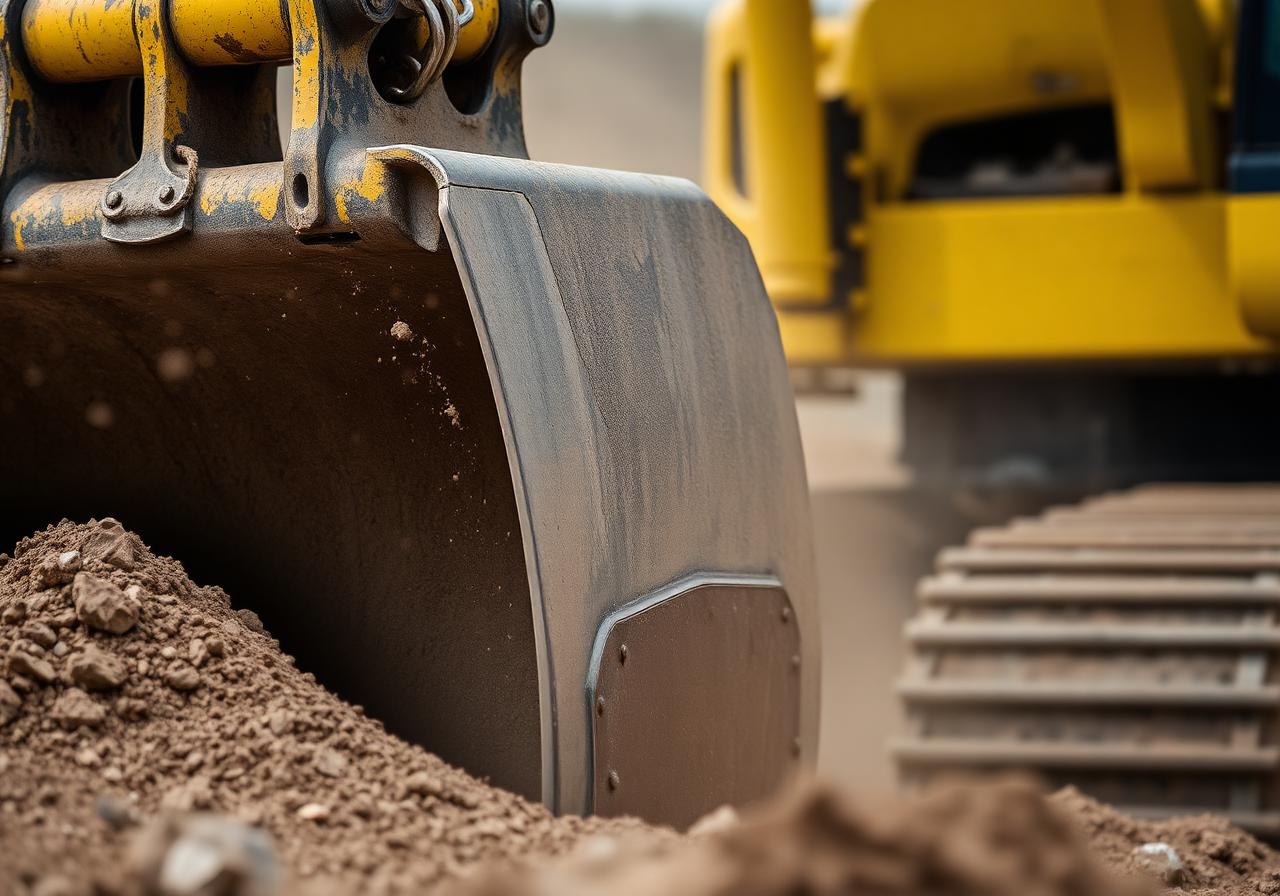 Excavator bucket close up